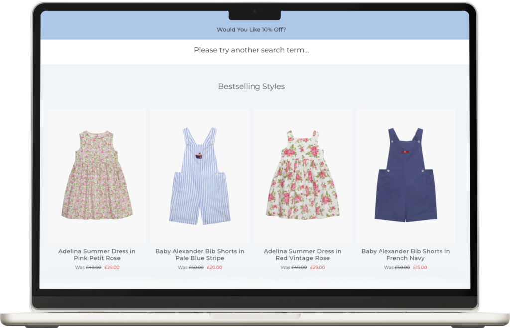 Ecommerce onsite search example