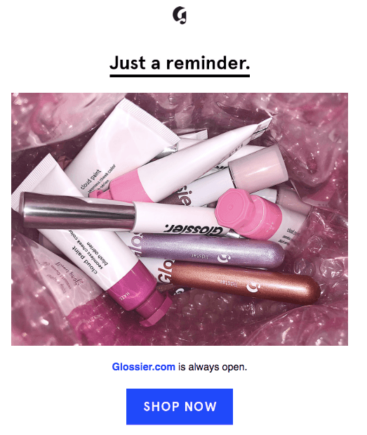 Glossier UGC Shopping Cart email