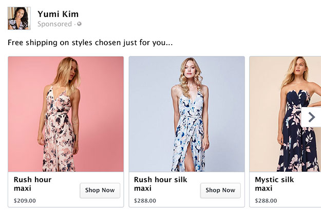 Yumi Kim Facebook Dynamic-Product Ad