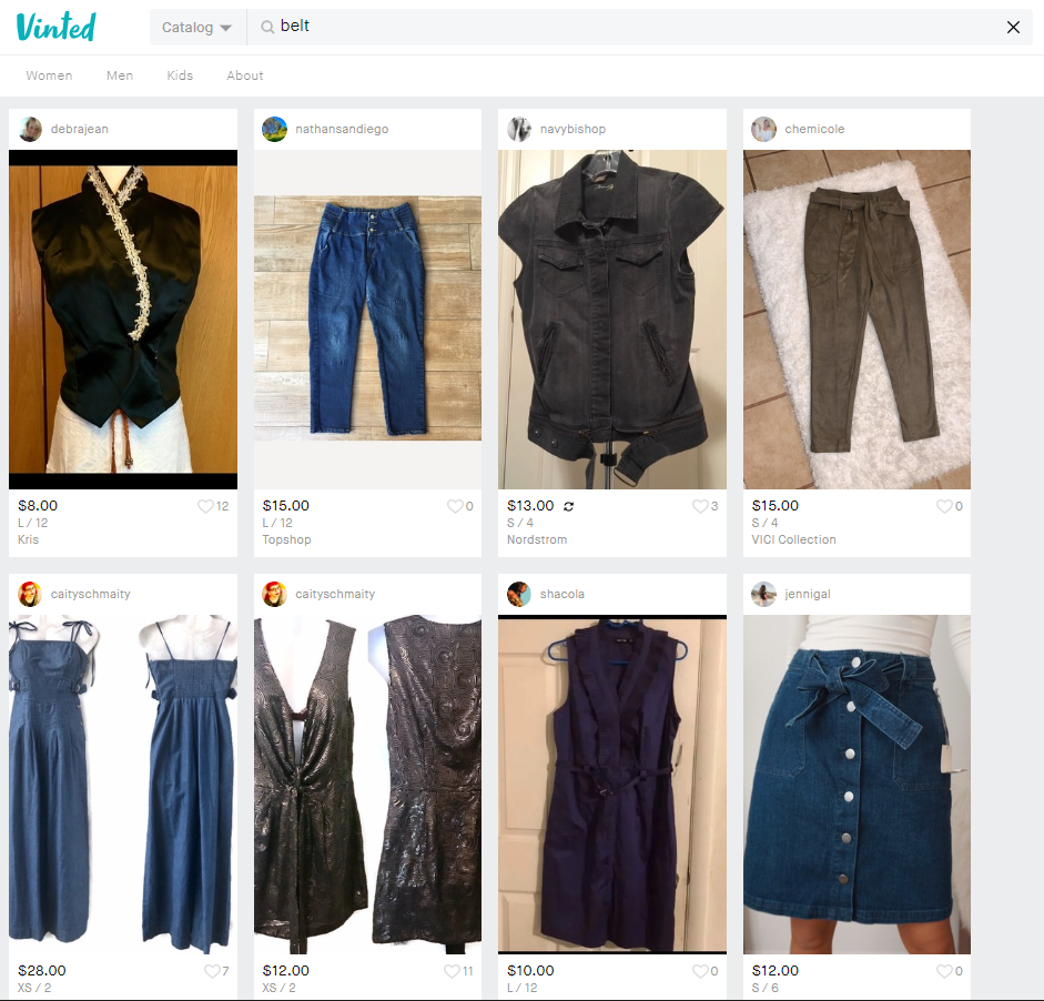 Searching for “belt” returns irrelevant results, such as clothes with belt.